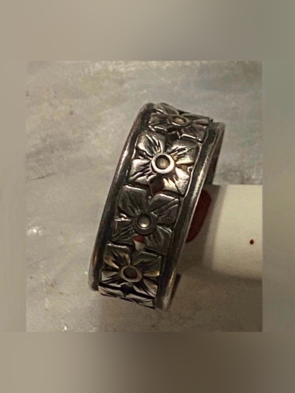Vintage Intricate Sterling Silver Flower Ring #7181